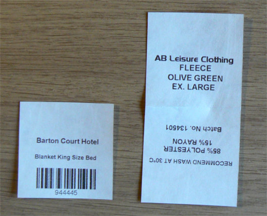 Tyvek Sew In Wash Care Labels and Tags